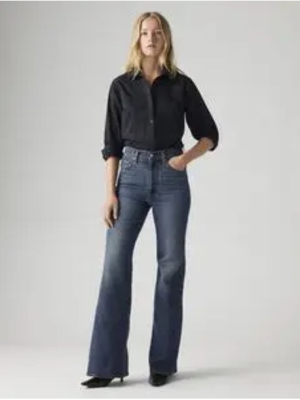 Levi's rib cage bell Dark Blue High-Rise Wide-Leg Jeans